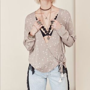 Love stitch star side tie wrap top